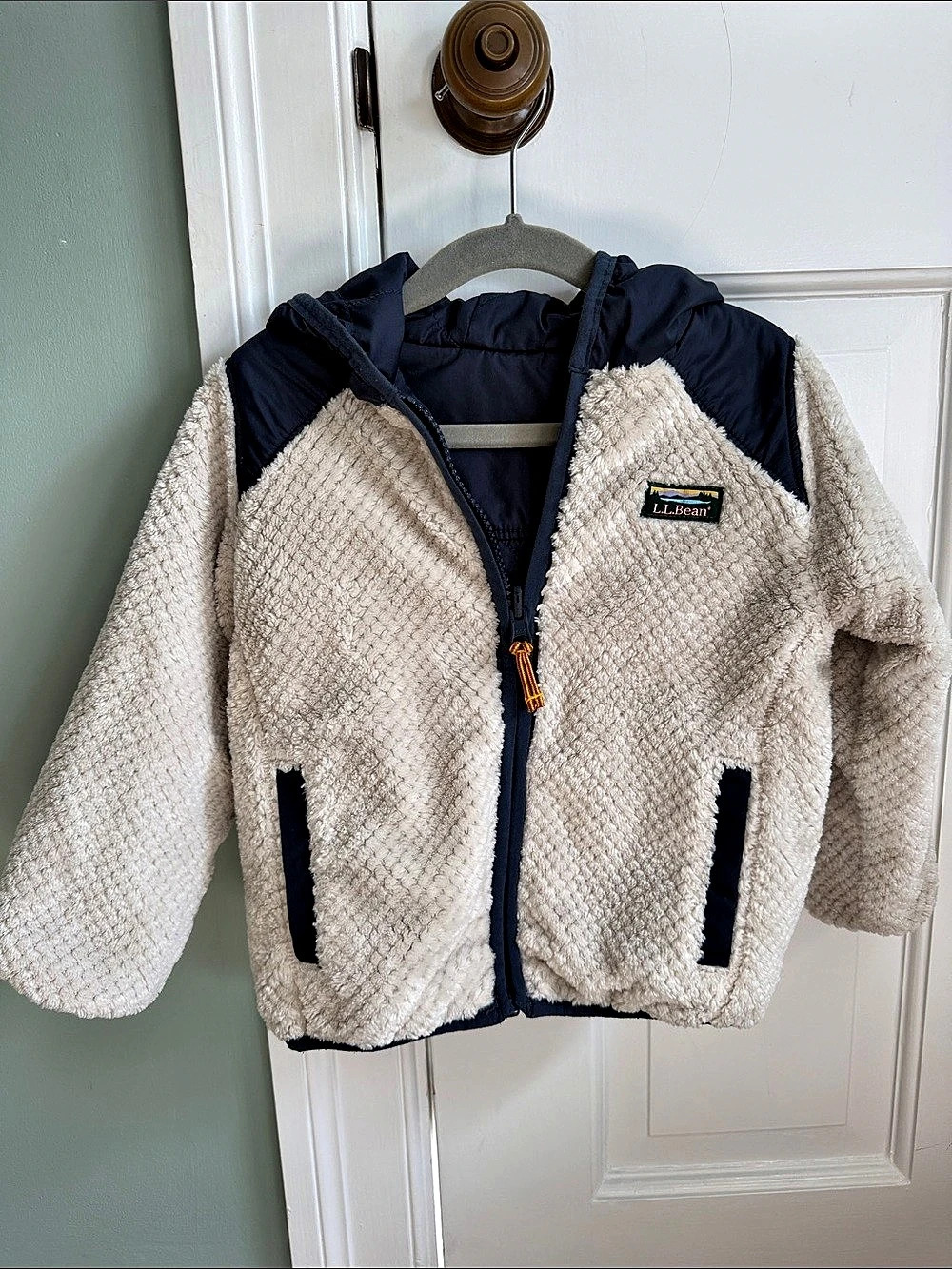 L.L.Bean Kids Mountain Bound Reversible Jacket Blue & Cream